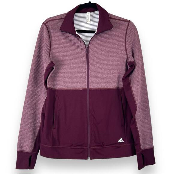 Adidas Women's Climalite Colorblock Performance Jacket, Burgundy, Size M - Picture 1 of 7
